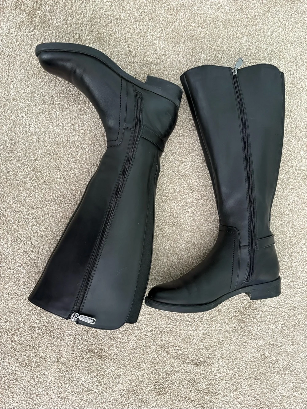 Blondo Black Waterproof Knee High Leather Zip Riding Boots Size 7 1/2 M Outdoor